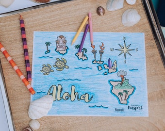 Hawaiian Islands Map Coloring Page