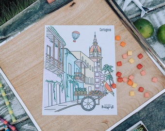Cartagena Colombia South America Coloring Page