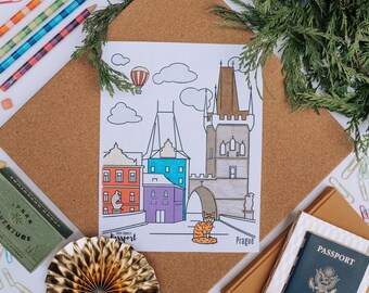 Prague Czech Republic Coloring Book