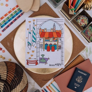 Morocco Market Coloring Page, Morocco Coloring Page, African Coloring Page