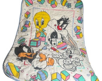 Gerber Baby Looney Tunes Titti Sylvester Bugs Coperta per neonato culla anni '90 41x32