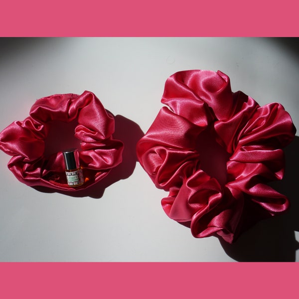 Azalea Poly Satin Scrunchie+ / XL Scrunchie / Duo | Hair tie Wedding XXL Oversized Jumbo size | Scrunchie Pocket Zipper Scrunchieplus