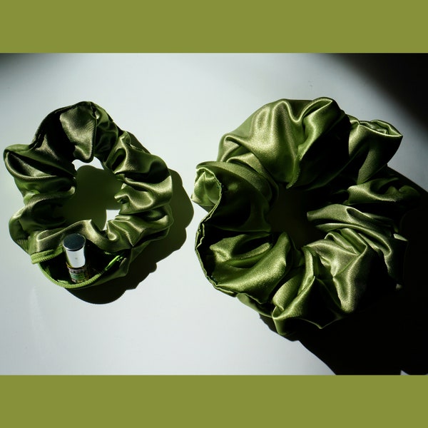 Sheen Poly Satin Scrunchie+ / XL Scrunchie / Duo | Hair tie Wedding XXL Oversized Jumbo size | Scrunchie Pocket Zipper Scrunchieplus