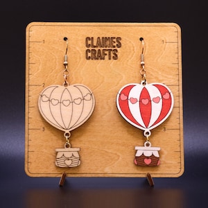 Herz Heißluftballon Ohrringe SVG | Valentinstag Ohrringe Laser File | Süßer Ohrring SVG | Herz Ohrringe | Glowforge Ohrringfeile