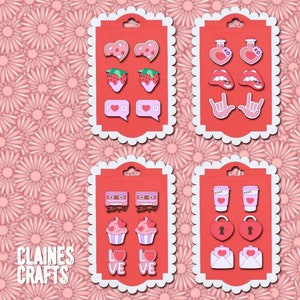 Valentine's Day Earrings SVG Cut File | Stud Earrings SVG Bundle | Valentine Svg | I Love You Svg | Heart Svg | Glowforge Files | Laser File