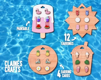 Summer Earrings SVG Cut File | Stud Earrings SVG Bundle | Glowforge Earrings | Summer Jewelry SVG | Earring Laser File | Spring Earrings