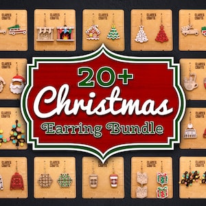 Boucles d’oreilles de Noël SVG Cut Files | Paquet de fichiers laser de Noël | Fichiers coupés de boucles d’oreilles Glowforge | Boucles d’oreilles du Père Noël SVG | Boucles d’oreilles flocon de neige SVG image 1