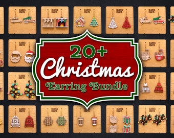 Weihnachten Ohrringe SVG geschnittene Dateien | Weihnachten Laser File Bundle | Glowforge Ohrring Feilen | Weihnachtsmann Ohrringe SVG | Schneeflocke Ohrringe SVG