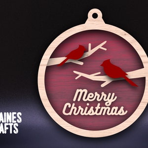 Cardinal Christmas Ornament SVG Laser File Glowforge INSTANT DOWNLOAD