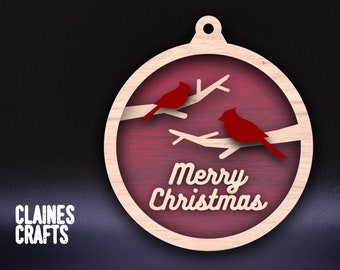 Cardinal Christmas Ornament SVG Laser File Glowforge INSTANT DOWNLOAD