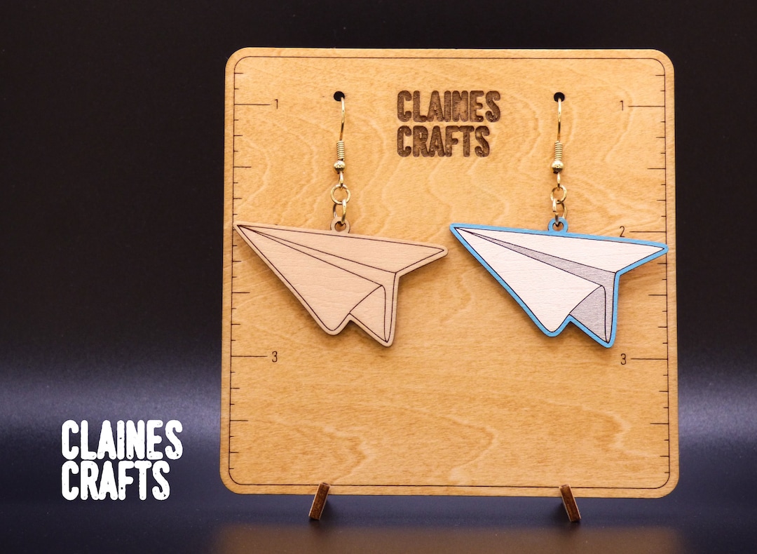 Paper Airplane Earrings SVG Origami Plane Earrings Laser File Dangle