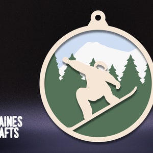 Snowboard Ornament SVG | Snowboarding Christmas Ornament Laserdatei | Weihnachtsverzierung Laser Datei | Glowforge SVG Datei