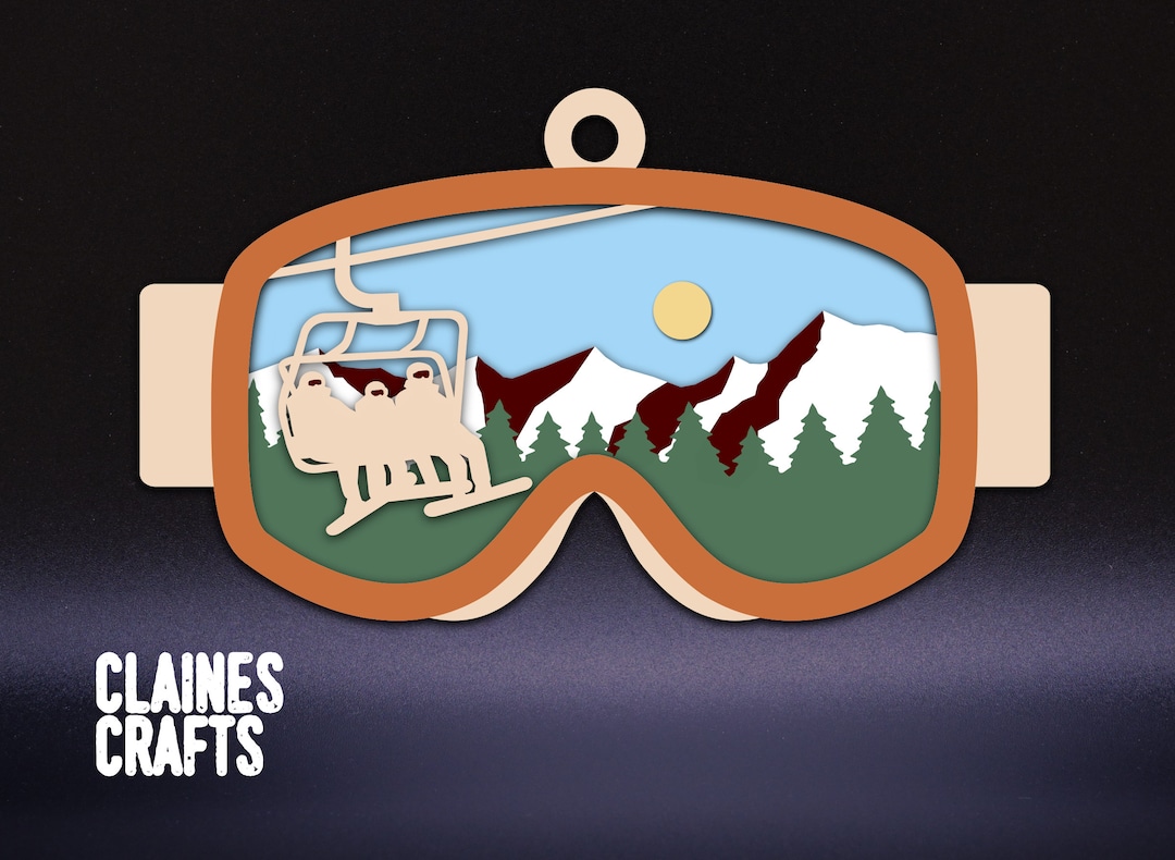 Ski Goggles Ornament Laser File Ski Goggles SVG Layered Christmas Ornament Laser File Ski Lift