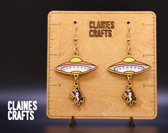 UFO Earrings SVG | Alien Abduction Earrings Laser Cut File | Alien SVG | Dangle Earrings | Glowforge File | Outer Space Svg | Spaceship Svg
