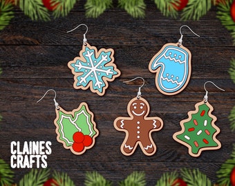 Christmas Earrings SVG Cut Files | Sugar Cookie Earrings File | Christmas Laser File Bundle | Glowforge Files | Holiday SVG | Snowflake SVG