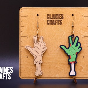 Zombie Earrings SVG | Halloween Earrings Laser File | Zombie Hand SVG | Dangle Earrings SVG | Glowforge Earrings File | Spooky Earrings File