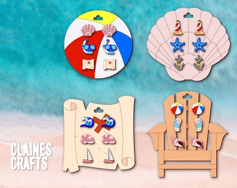 Beach Earrings SVG | Ocean Earrings Laser File | Stud Earrings SVG Bundle | Nautical Earring Cards | Summer Earring SVG | Tropical Earrings