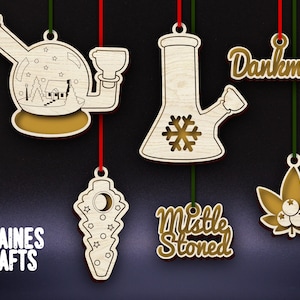 Weed Christmas Ornament SVG / Marijuana Ornament Laser File / Glowforge SVG File / Cannabis Christmas Ornament SVG Bundle / Descarga digital