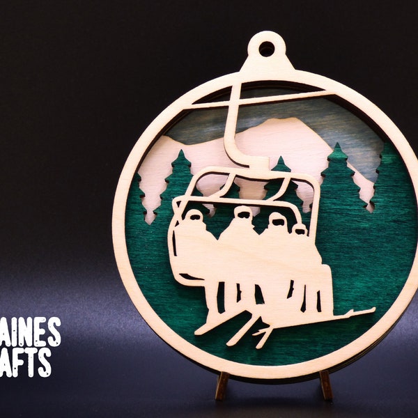 Ski Lift Christmas Ornament Layered Laser File Glowforge SVG INSTANT DOWNLOAD