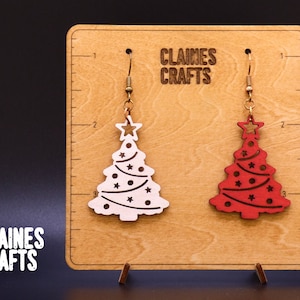 Boucles d'oreilles d'arbre de Noël SVG | Fichier laser de boucle d'oreille d'arbre de Noël | Boucles d'oreilles pendantes SVG | Boucles d'oreilles de vacances SVG | Fichier de boucles d'oreilles Glowforge
