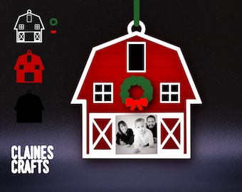 Barn Christmas Ornament SVG Laser File Glowforge DIGITAL DOWNLOAD