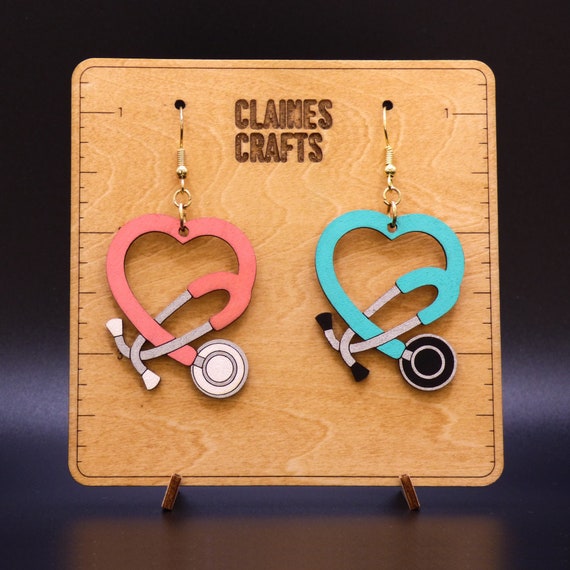 Nurse Earrings SVG | Nursing SVG Laser File | Stethoscope Heart SVG | Nurse Jewelry File | Doctor svg | Medical Earrings | Glowforge File