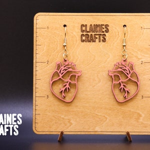 Pendientes de corazón SVG / Pendientes de corazón anatómicos Archivo de corte láser / Pendientes colgantes Archivo láser / Archivo SVG Glowforge / Pendientes de enfermera svg