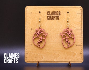 Heart Earrings SVG | Anatomical Heart Earrings Laser Cut File | Dangle Earrings Laser File | Glowforge SVG File | Nurse Earrings svg