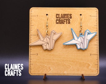 Origami Crane Earrings SVG | Origami Paper Crane Earrings Laser File | Dangle Earrings SVG | Glowforge Earrings File | Digital Download