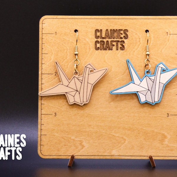 Origami Crane Earrings SVG | Origami Paper Crane Earrings Laser File | Dangle Earrings SVG | Glowforge Earrings File | Digital Download