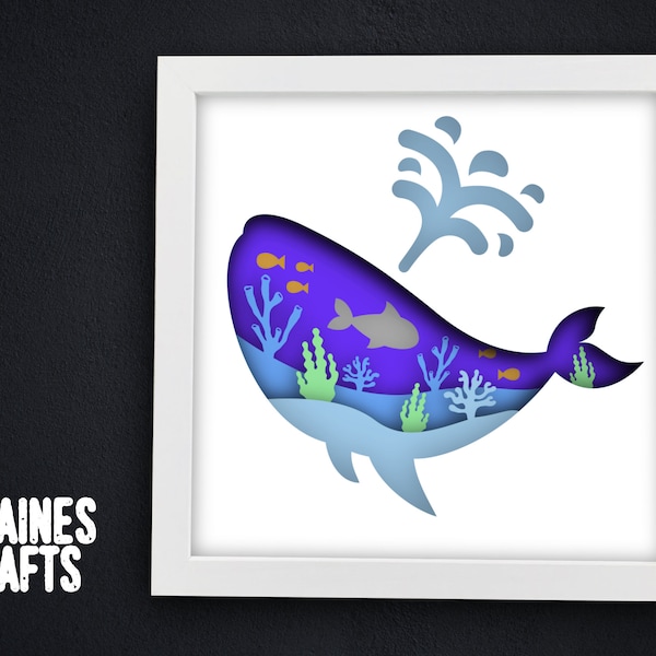 Aquatic Shadow Box SVG | 3D Layered Under The Sea Ocean Floor Fish Paper Wall Art | Cricut & Silhouette | svg, dxf, png, studio files