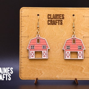 Barn Earrings SVG | Farm Earring Laser Cut File | Farmhouse Earring File | Dangle Earrings SVG | Glowforge SVG File | Digital Download