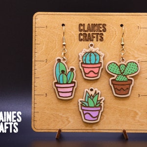 Cactus SVG / Cactus Orecchini SVG Bundle / Succulent SVG / File Glowforge / Dangle Orecchini Laser File / Orecchini vegetali / Gioielli del deserto