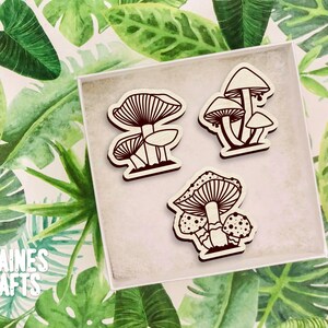 Lot de champignons SVG | Fichier laser épingles aux champignons | Champignons SVG | Fichier d'aimants de champignon | Lot de fichiers Glowforge | Aimants de champignons mignons SVG