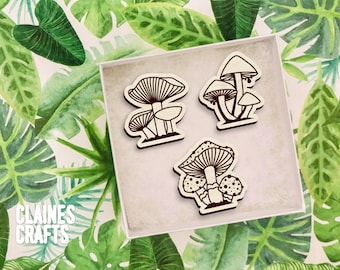 Mushroom SVG Bundle | Mushroom Pins Laser File | Fungi SVG | Mushroom Magnets File | Glowforge File Bundle | Cute Fungi Magnets SVG