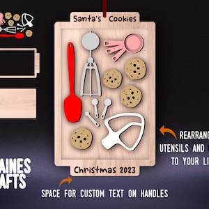 Baking Christmas Ornament SVG | Santa Cookies Baking Sheet Laser File | 3D Layered Ornament SVG | Cookie Sheet Laser File | Digital Download