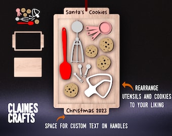 Baking Christmas Ornament SVG | Santa Cookies Baking Sheet Laser File | 3D Layered Ornament SVG | Cookie Sheet Laser File | Digital Download