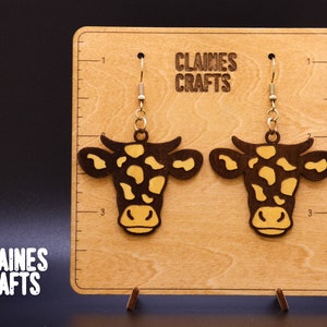 Cow Earring SVG | Cow Head Earrings Laser Cut File | Glowforge SVG | Farm Animal Earrings | Dangle Earrings SVG | Digital Download