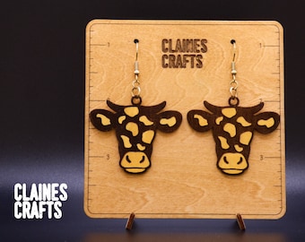 Cow Earring SVG | Cow Head Earrings Laser Cut File | Glowforge SVG | Farm Animal Earrings | Dangle Earrings SVG | Digital Download