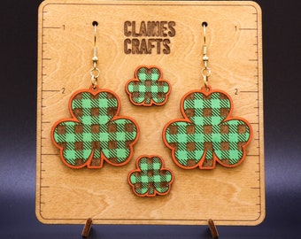 St. Patrick's Day Earrings Laser File | Shamrock Earrings SVG | Stud/Dangle St. Patty's Day Earrings | Clover Earrings SVG | Glowforge File