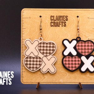 XOXO Ohrringe SVG | Valentinstag Ohrringe Laser File | Buffalo Karo SVG | Baumeln Valentines Ohrringe | Glowforge Ohrringe Datei | Flanell