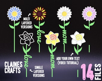 Mother's Day Flower Laser File Bundle | Flowers For Mom SVG | Mothers Day Glowforge SVG File | Mom Laser Cut File Bundle | Daisy & Daffodil