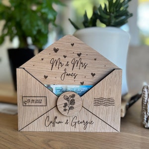 Personalised Wooden Money Wedding Gift Envelopes| Personalised Wedding Money Cash Holder| Mr & Mrs Gift Wallet Holder| Wedding Gift