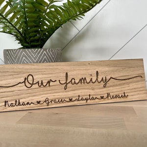 Our family Wooden Plaque| Personalised sign| Home Sign|  Gift idea| anniversary| New Home| Mother’s Day| fathers day| Family Sign