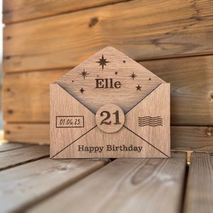 Personalised Wooden Money birthday Gift Envelopes| Personalised birthday Money Cash Holder|Gift Wallet Holder| Birthday Gift |Voucher holder