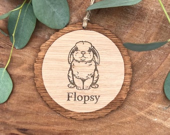 Personalised rabbit Christmas bauble| Wooden log slice bauble |Tree decoration | rabbit baubles| Personalised xmas bauble | bunny christmas
