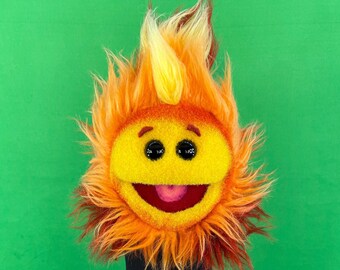 Professional Hand Puppet Fire - Adorable Fire Ball with reversible puppeteer sleeve