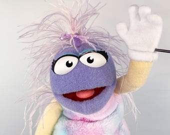 Professional Hand Puppet - Adorable Purple Monster - Muppet inspired design with Dual Removable Arm Rods