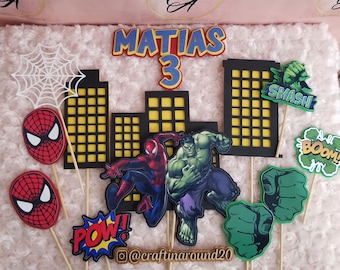 Spiderman and Hulk caketopper