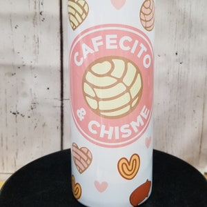 Cafecito and Chisme 20oz Skinny Tumbler Conchas Pan Dulce